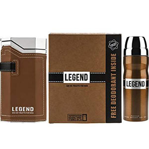 ست عطر ( ادکلن )  و اسپری مردانه امپر مدل لجند قهوه ای حجم 100 میل  Emper Set Eau de parfume and Spray Legend Brown for Men 100 ml