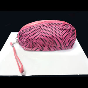 کیف لوازم آرایش جیول مدل 2 زیپ توپدار رنگ صورتی  Jewel Bag Cosmetics Pink