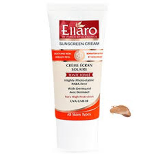 ضدآفتاب الارو رنگی +50 SPF  بژ طبیعی پوست چرب Ellaro SunScreen Cream SPF 50+ Teinte Fonce Oily/Irritated Skins